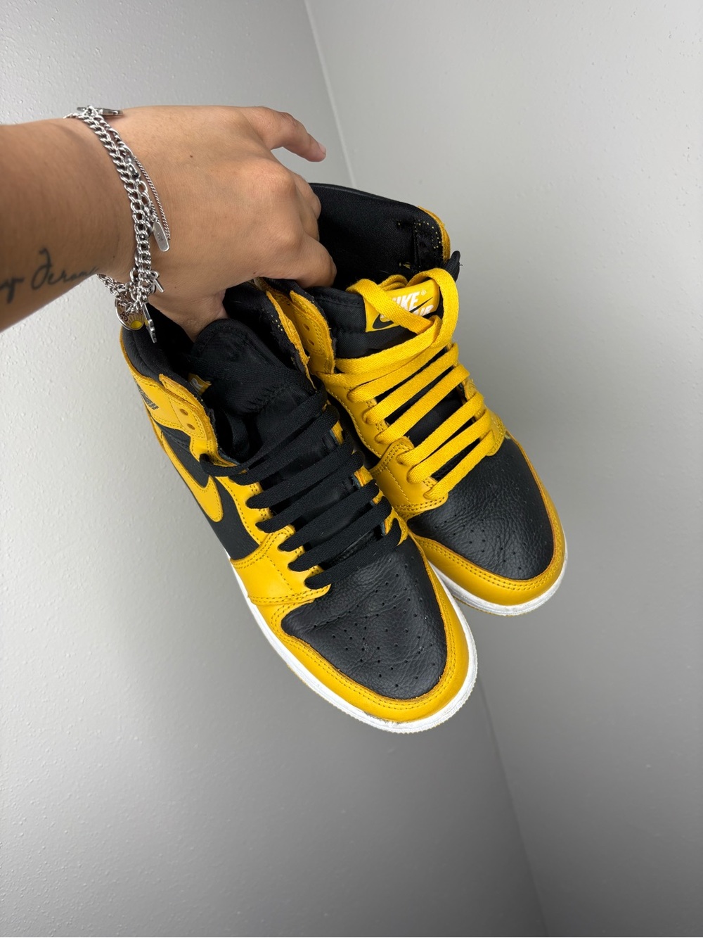 Nike Black and Yellow High-Top Sneakers